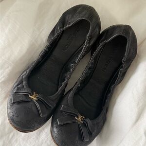 Louis Vuitton Black Leather Flats with Bow